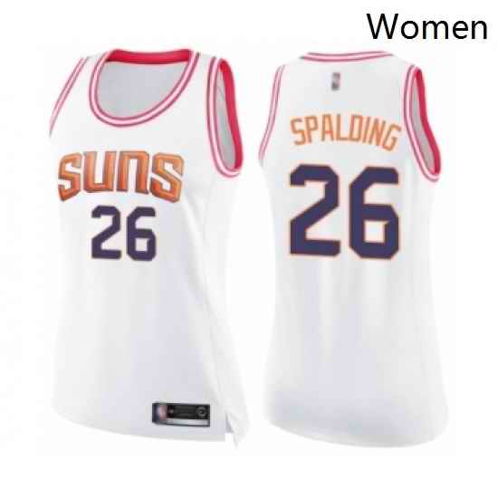 Womens Phoenix Suns 26 Ray Spalding Swingman White Pink Fashion Basketball Jersey
